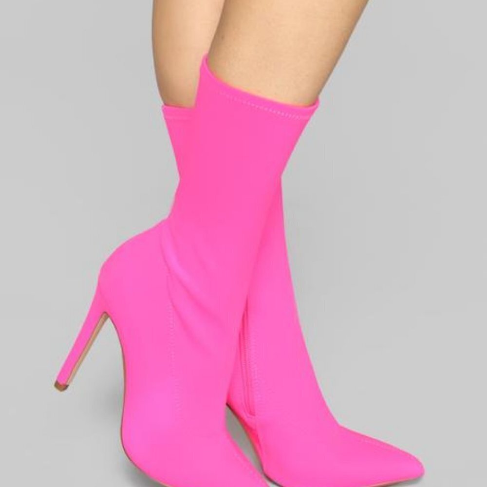 Women Solid Color Pointed Toe Stiletto High Heel Elastic Sock Booties, Rose
